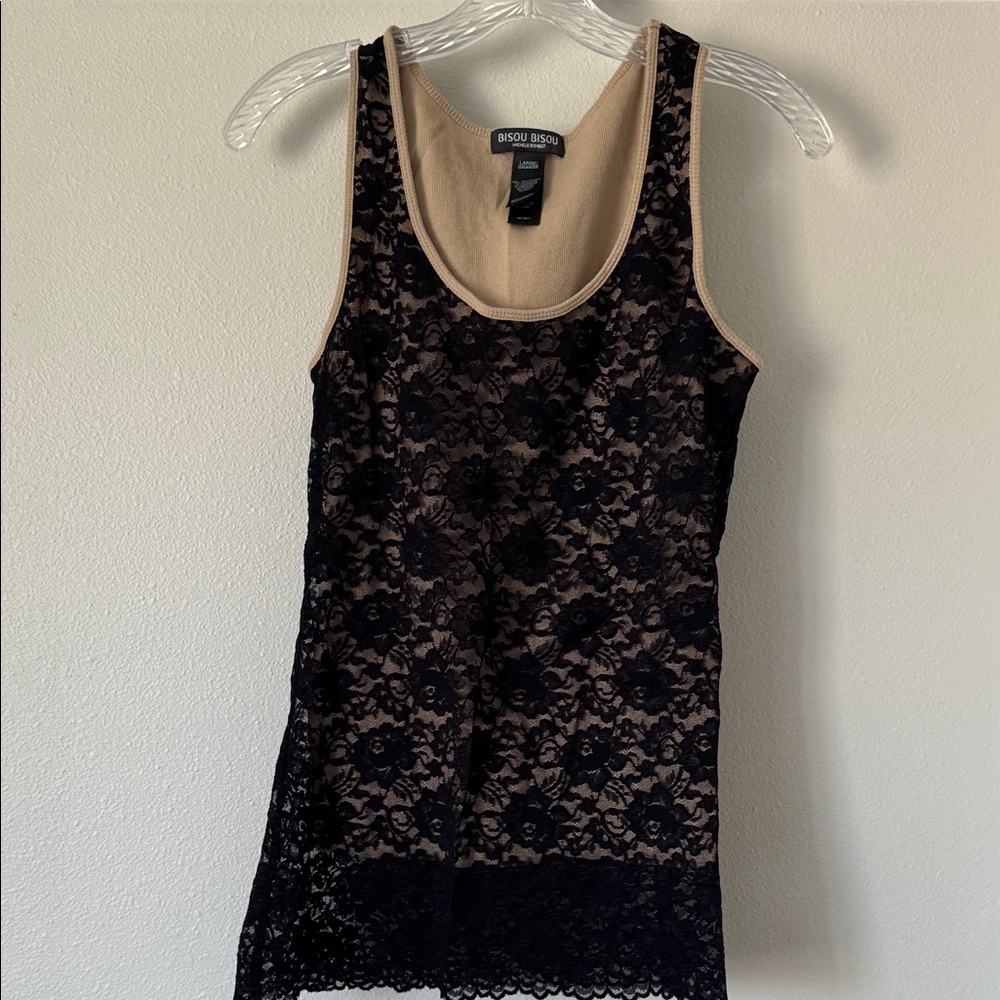 Bisou Bisou Black Lace Tank Top